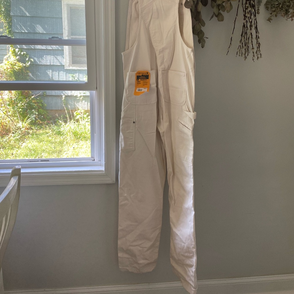 NWT Carhartt Natural Rugged Flex® Relaxed Fit Canvas Bib Overalls, 32x34 - Picture 6 of 6